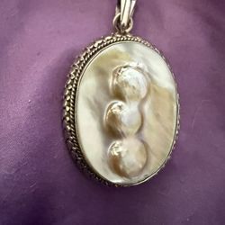 Vintage Large Sterling Silver Blister Pearl Pendant