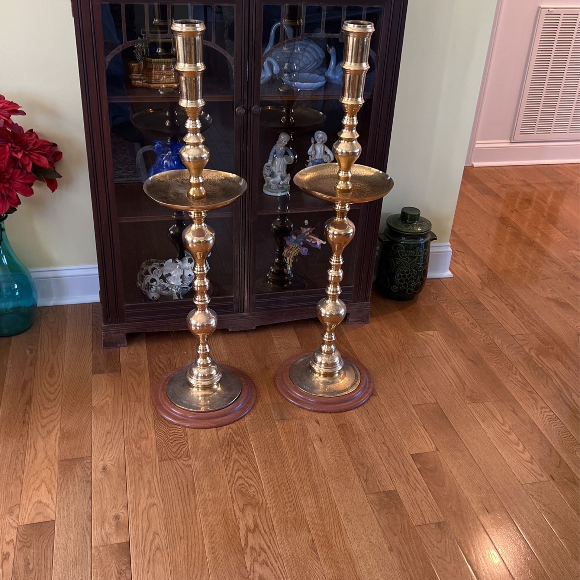 Large Turkish Brass Candle Holders. 41”tall The Base Is 12” Wide
