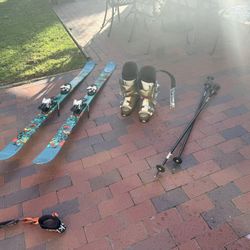 Full Ski Set, Poles Skis Bindings, Boots 