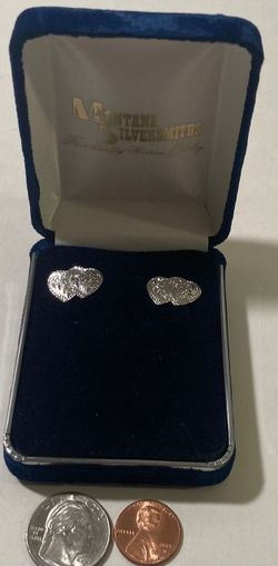Vintage Metal Montana Silversmiths Silver Double Hearts, Earring Set, Beautiful Design, Quality, Fashion, Accessory, Country & Western, Western Wear, 