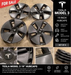 Tesla Model 3 19” Hubcaps / Wheel Covers – Set of 4