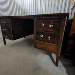 Large Vintage Solid Wood Desk