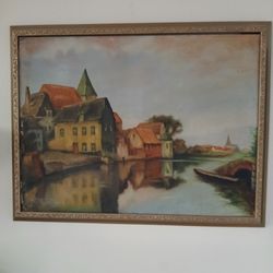 19th Century Signed Oil On Canvas 