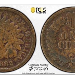1882 Indian Head Cent 1C – PCGS Genuine – Environmental Damage – VG Details – U.S. Copper