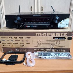 Marantz NR1609 Bluetooth Slim 7.2 Channel AV  Receiver With Remote AM FM Antennas 