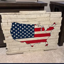Large Wood American Flag Wall Decor