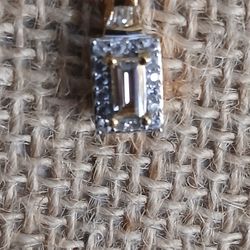 Imperial Topaz And White Zircon Pendant Necklace 