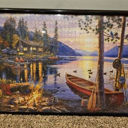 Framed Darrell Bush Canoe Lake Jigsaw Puzzle
