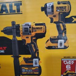 NEW DeWalt 20V MAX Brushless Cordless Hammer Impact Drill Combo Kit Flexvolt Advantage 2 Batteries Dewalt 