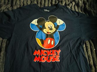 Disney Authentic Mickey Mouse Navy Graphic T-Shirt Size Medium lightly used