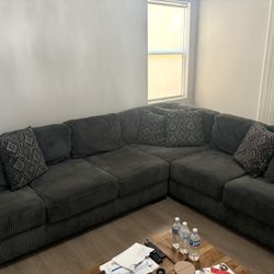 Dark Grey L Shaped Couch 