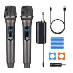 Wireless Dual Microphone, Dual Handheld Dynamic Microphone,Karaoke Singing, Weddings DJ,Party, Churc