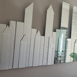 Vintage New York Skyline Mirror Wall Art – Twin Towers – 4 Panels – 72” Wide