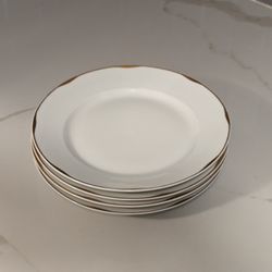 Four  9 & 3/8" Dinner  plates Vintage MZ (Moritz Zedekauer) Porcelain manufactured for Burley & Tyrrell Company Habsburg Austria.