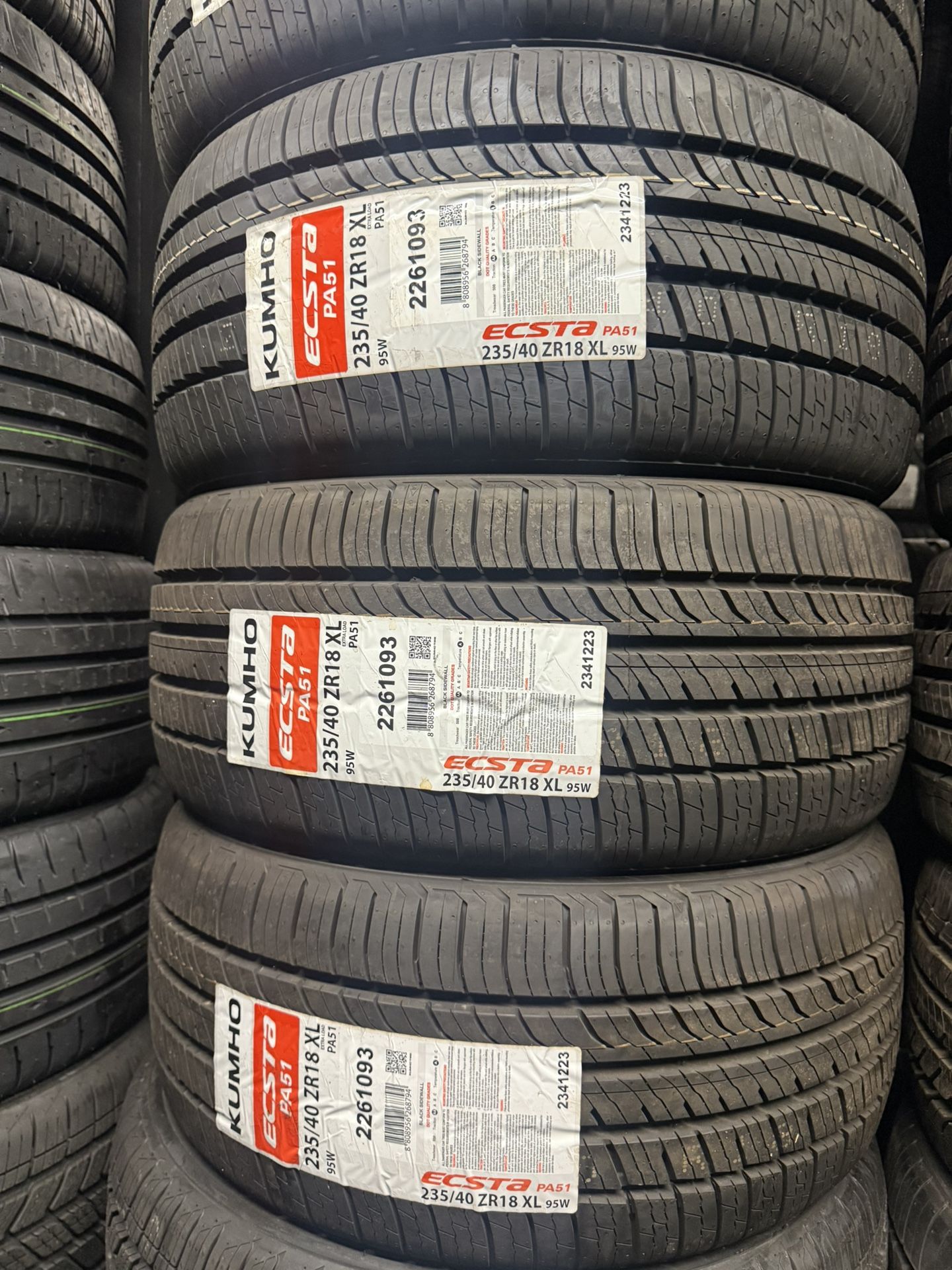 235/40/18 Kumho 4 New Tires Installed And Balanced