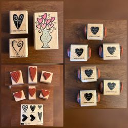 💘HEART Themed Wood Mounted Rubber Stamp Bundle (15)