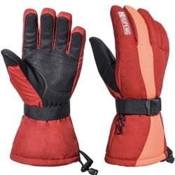 Ski Gloves, Waterproof & Windproof Winter Snowboard Gloves With Wrist Leashes, Nylon Shell, Thermal Insulation