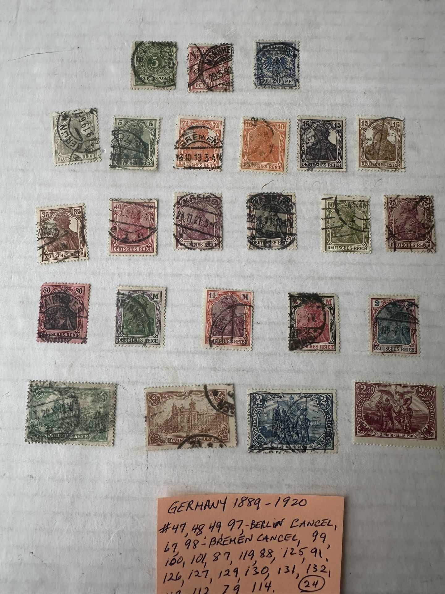 Old Germany Collection Of 24 Used Stamps 1(contact info removed)