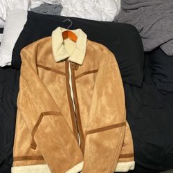 Light Dark Brown Shearling Jacket For Men