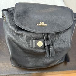 Gently Used Authentic Coach Black  Backpack Purse