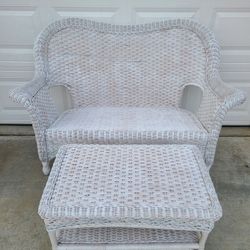 Wicker Table And Loveseat