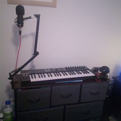 Studio Recording Setup With Arturia Keylab Essential 49 Midi Keyboard, And Focusrite Scarlett Studio Interface 3rd Generation 