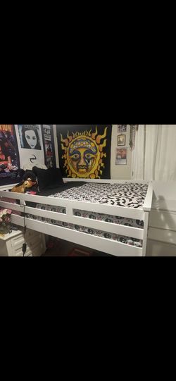 Full Size Bed With Open Bottom For Storage And Steps Up To Bed With Storage Drawers