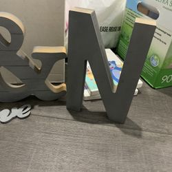 Silver Gray Block Letters C, N, And & And Terrarium 