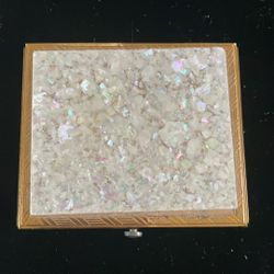 Vintage Gold & Confetti Lucite Compact 