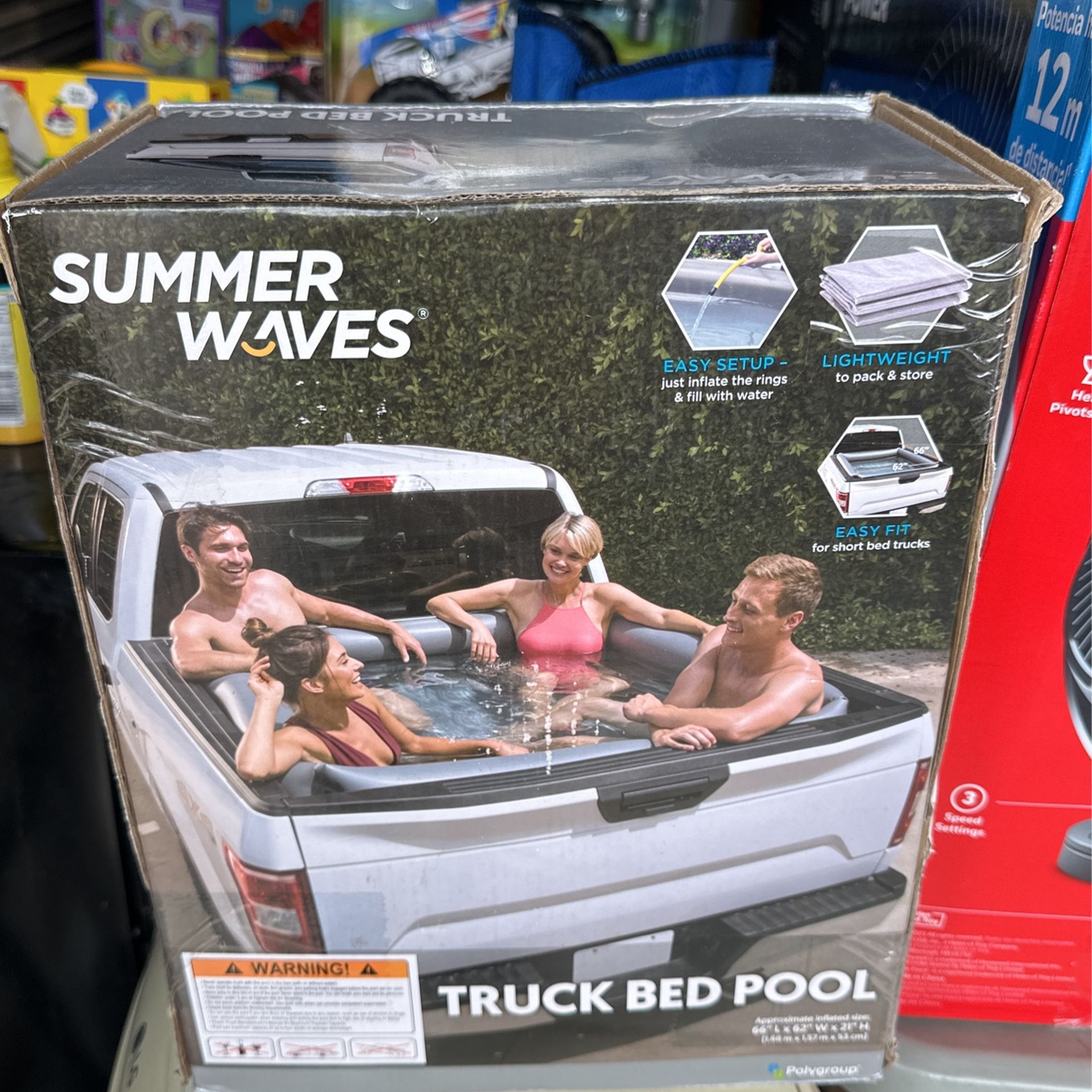 New Summer Waves Rectangular Inflatable Truck Bed Pool