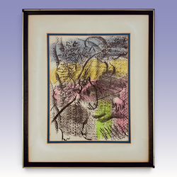 Marc Chagall Couple with a Goat Original Lithograph 1970 Framed