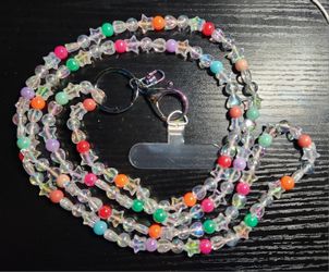 Beaded Crossbody Lanyard With Keychain And Cellphone Tether
