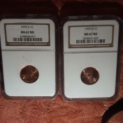 Pair Of 1995 D PENNIES