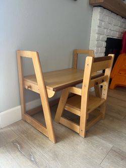 Solid Wood Adjustable Desk and Chair