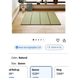 Japanese Traditional Tatami Mattress, Igusa (Rush Grass) Tatami Mat, Floor Mattress, Japanese Floor Mattress,Japanese Futon, 61"x78" (Queen) (Q8)
