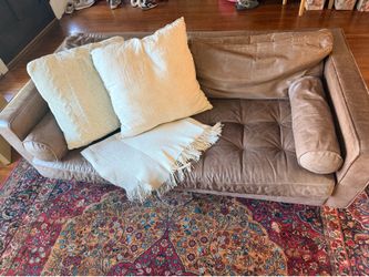 FREE Article 72” Tufted Leather Sofa - Dark Brown