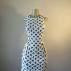 New Anne Klein Navy Blue & White Dress