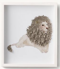 Restoration Hardware - CUT PAPER & WATERCOLOR ANIMAL ART - HEDGEHOG & LION