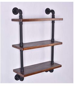 Industrial Pipe Shelving Bookshelf Rustic Modern Wood Ladder Storage Shelf 3 Tiers Retro Wall Mount Pipe Dia 32mm Design DIY Shelving