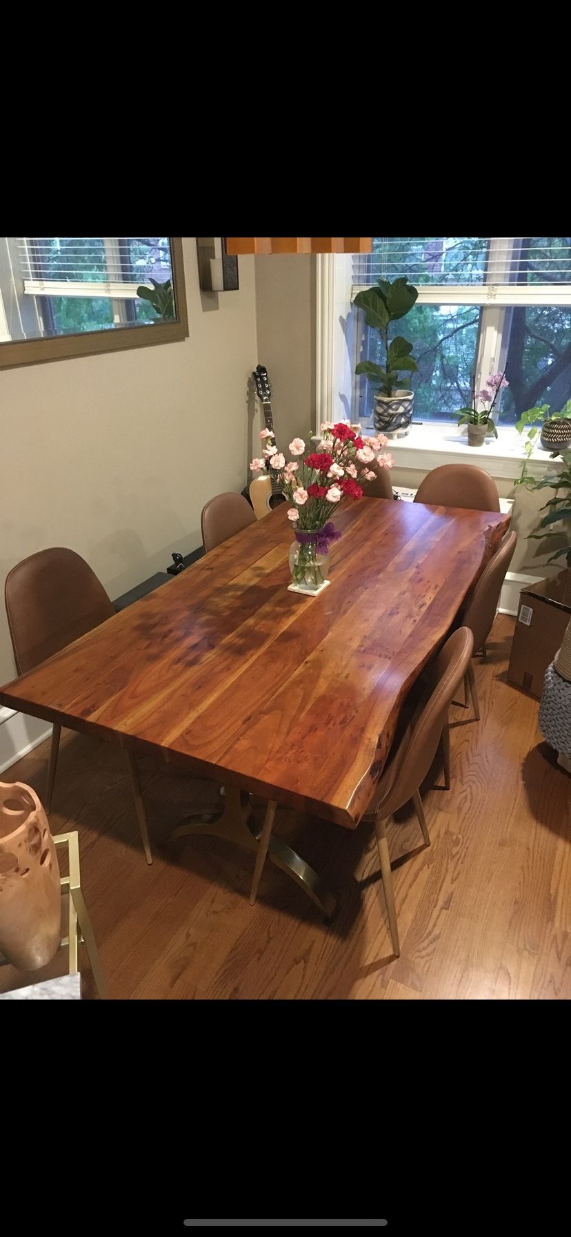 West Elm Cast Trestle Dining Table (Live Edge)