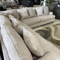 Ashley Rawcliffe Light Gray Oversized Sectional Couch 