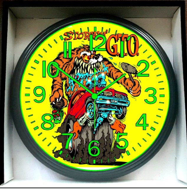 GTO Muscle Car Garage Shop Glow In The Dark Wall Clock New!