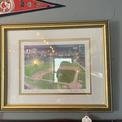 Framed Fenway Park Art Print Signed By Local Artist 