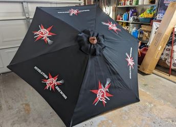 💥 Revolution Brewing 8 Foot BEER PATIO UMBRELLA NEW "BLACK IS RARE " $90
