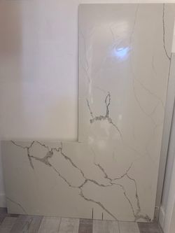 White quartz with gray Calacatta-style veining