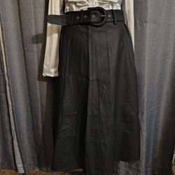 Long Leather Material Skirt
