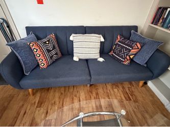 Blue Futon Couch for Sale – Airbnb Closing, Everything Must Go! 🛋️💙