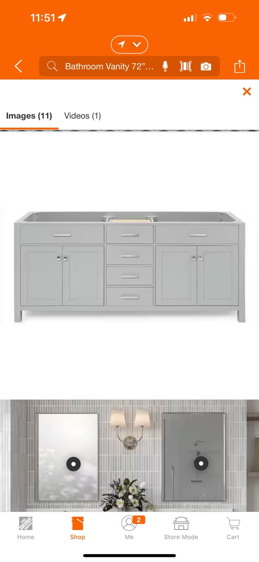 Bristol 72 in. W x 21.5 in. D x 34.5 in. H Double Freestanding Bath Vanity Cabinet without Top in Grey