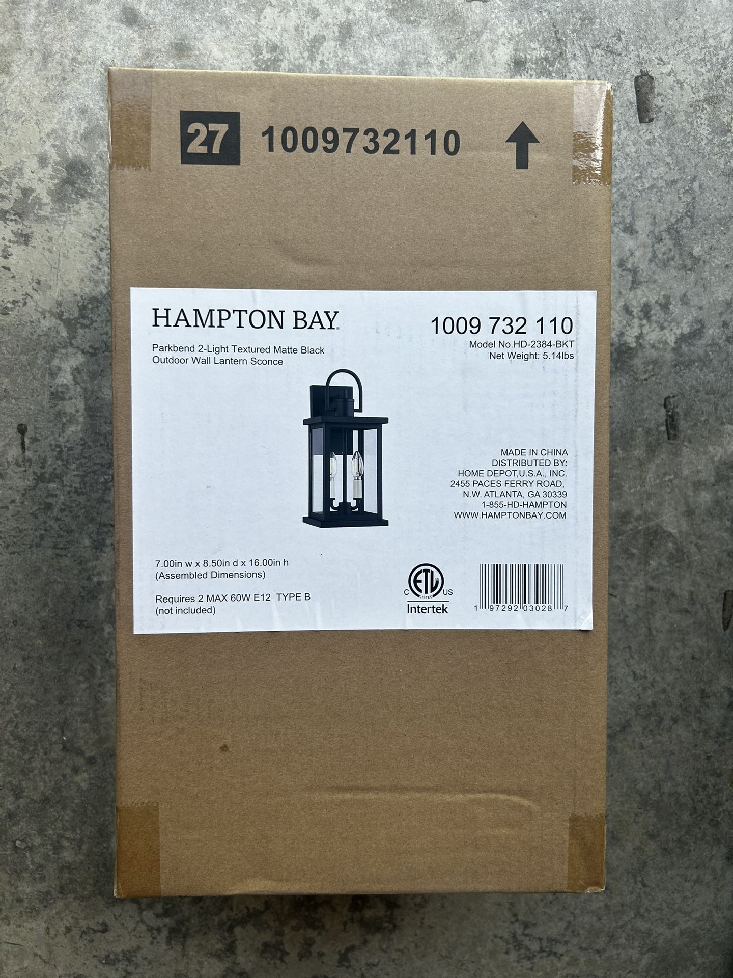 HAMPTON BAY 2 light outdoor wall lantern
