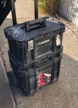 Toolbox Portable husky tool box on rollers 3 compartments